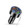 66W Car Charger QC 3.0 USB Type-c Quick Charging 5-Port USB A+USB C Fast Charging Cigarette Lighter Adapter For IPhone
