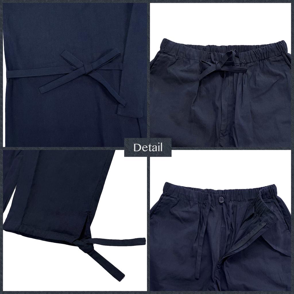 Edoten Soft Plain Original Wind God and Thunder God On Navy Size LL Samue, Weave, Discharge-Dyed Pattern, Sleeves, Blue,