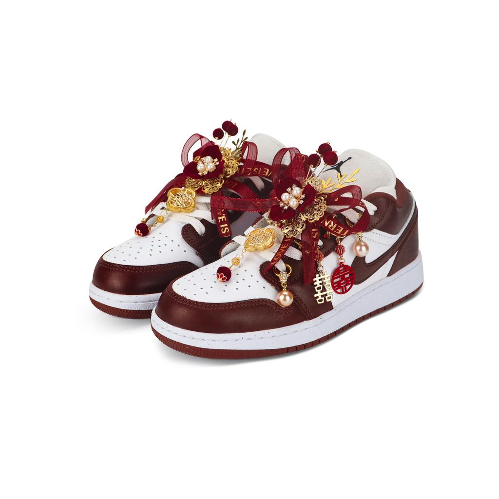 Jordan Air Jordan 1 Abrasion Resistant Abrasion Resistant Low Top Vintage Basketball Shoes Unisex Burgundy HF3148-102(Team119-)