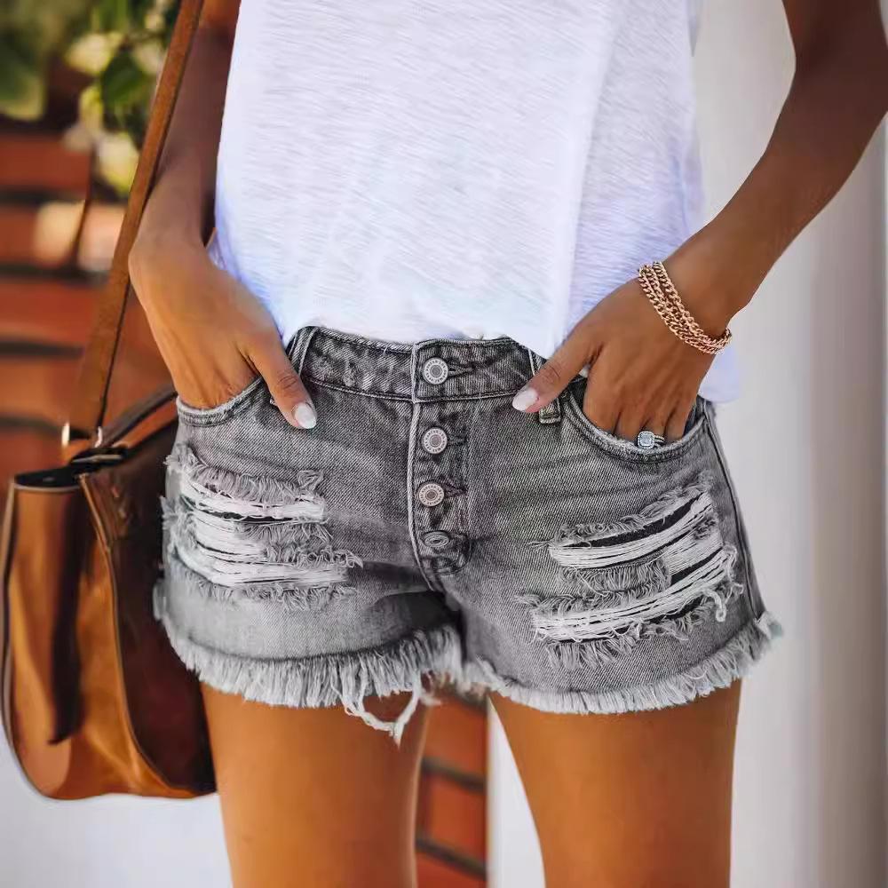 In Mid Waist Summer Womens Jeans Shorts Jeans Short Length High Waisted Streetwear Workwear Denim Short Pants