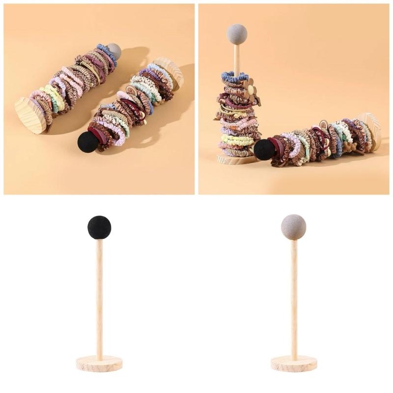 Unique Kids Hair Accessories Storage Stand Wood Display Holder Wood Texture Suitable for Hair Ties Elastics and Jewelry