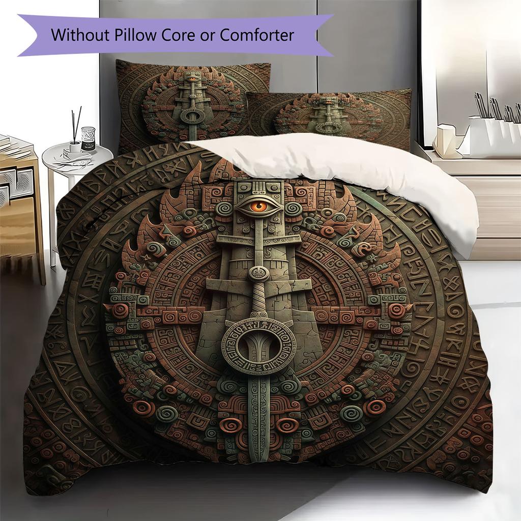MayanMagicTotems Pattern Bedding Quilt Set Quilt Cover Pillowcase Home Decoration Birthday Gift (1 * Duvet Cover + 2 * Pillowcase, Without Core)