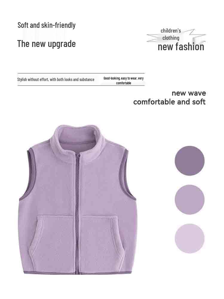 Class A Fleece Kids' Sleeveless Vest for Boys & Girls - Thickened Plus Velvet