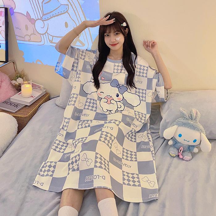 Women s Summer Nightgown - Loose Fit, Maternity, Plus Size, Mid-Length, 160g Imitation Cotton, One Size. One Size