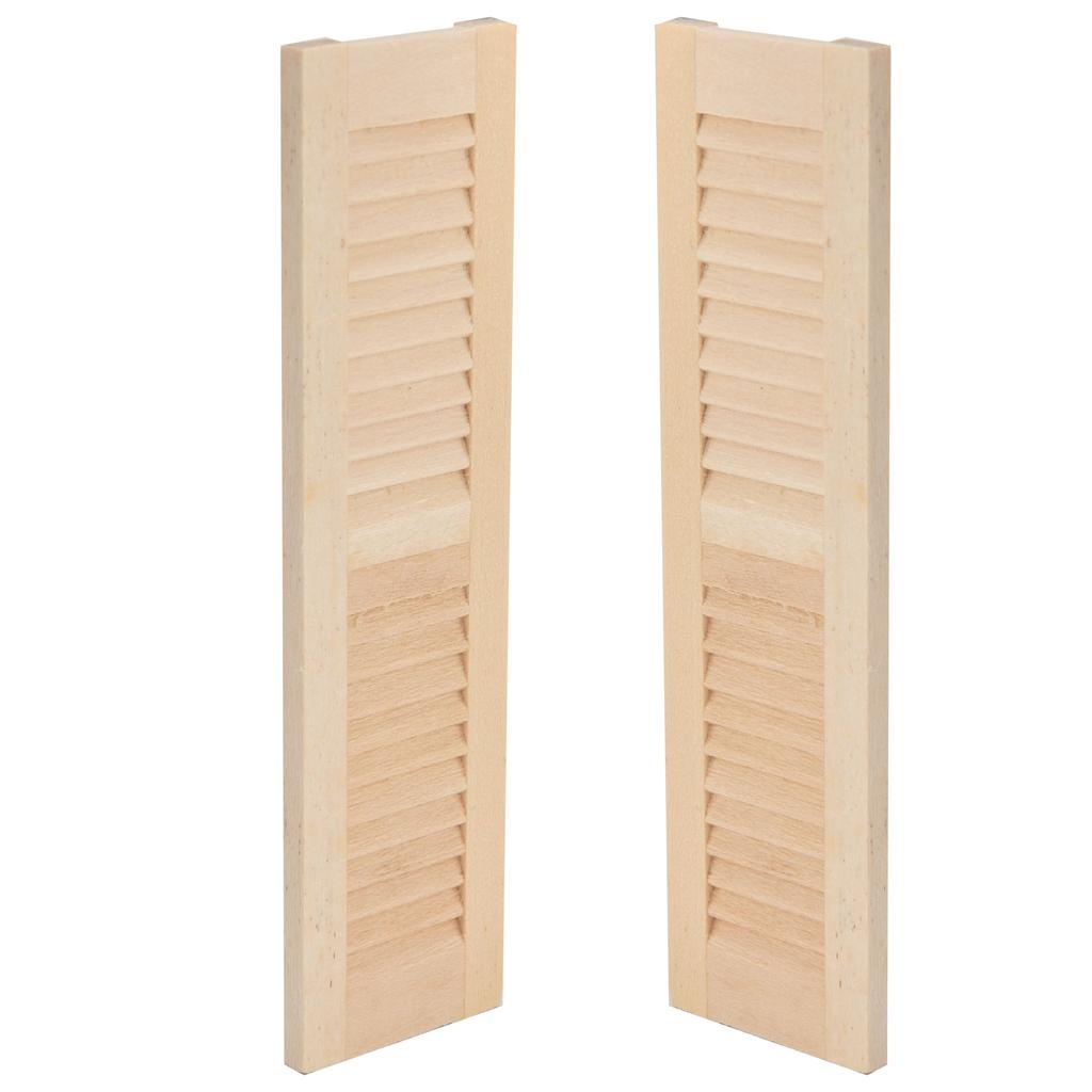 2pcs 1:12 Dollhouse Wooden Shutters Miniature Unpainted Blind Window Ornaments Accessories