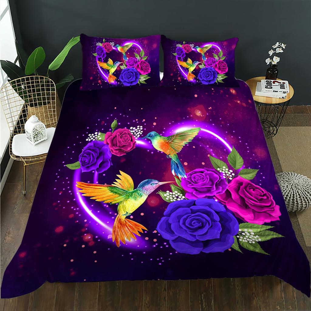 Hummingbird Duvet Cover For Kids Boys Girls Quilt Covers Lightweight Down Bedroom Decor 2 Pillowcases 1 Duvet Cover No Comforter