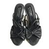 Burberry Blue Label Wedge Sandals [23.0/Black] Ribbon Pumps High Heels