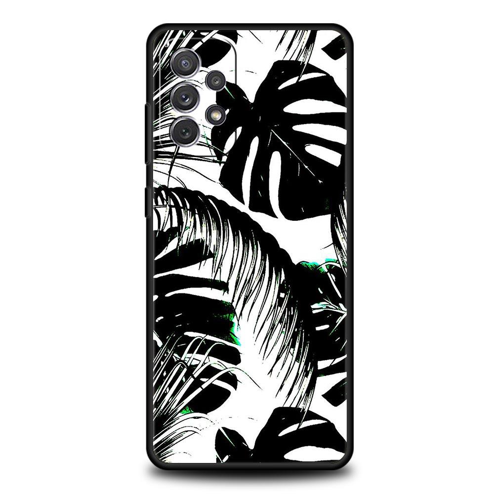 Leaves Monstera Green Phone Case For Samsung A15 A13 A51 A71 A41 A31 A21S A03S A05 A35 A32 A55 A23 A25 A33 A53 A73 5G Cover