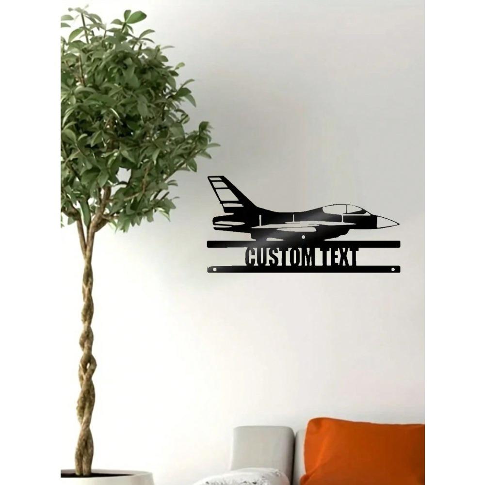 Custom Metal Fighter Jet Wall Art Personalized Name Plate for Navy Pilot Military Home Decor Aircraft Ornament