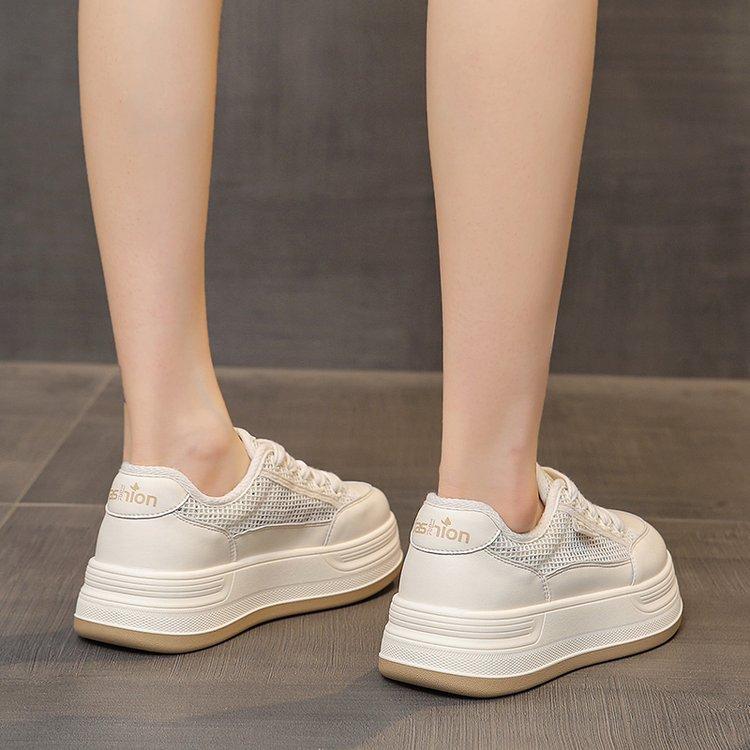 

Real soft leather women s shoes summer new little white shoes women s versatile small height increase platform sports board shoes casual shoes 40 бежевий