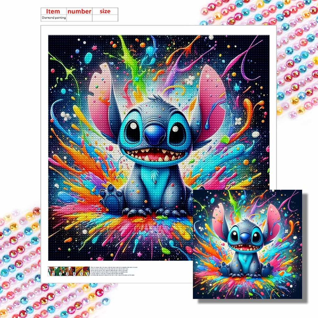 5D DIY Diamond Painting Kit, Lilo & Stitch , Adult Beginner 5D Round Diamond Embroidered Crystal Mosaic Crafts, Suitable for Home Wall Settings