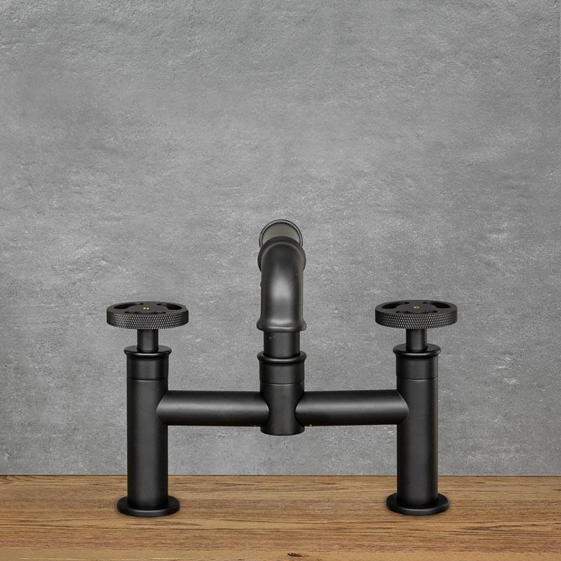 SALFORD black two-hole free-standing washbasin tap