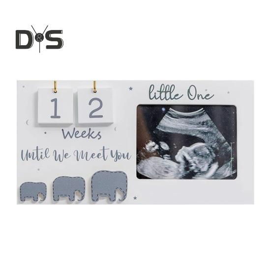 

Фоторамка для УЗИ ребенка, деревянная фоторамка для УЗИ с обратным отсчетом недель беременности, трекер-рамка для определения пола ребенка, подарок для беременных женщин серый