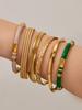 Stylish Stainless Steel Bracelet with Enamel Design and Zirconium Accent