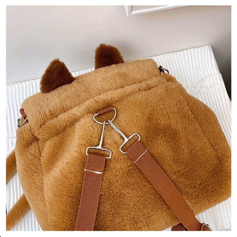 Kawaii Capybara Crossbody Bag Cartoon Animal Cartoon Shoulder Bag Simple Plush Backpack  Children