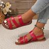 Plus Size Buckle Flat Toe-Baring Sandals for Women