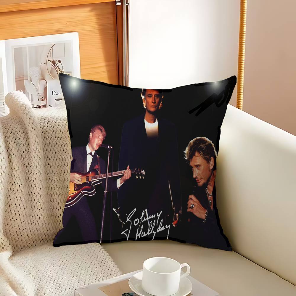 

French rock star Johnny Hallyday Pillow Gift Home Office Decoration Bedroom Sofa Car Cushion Cover case 45x45 12x12Inch