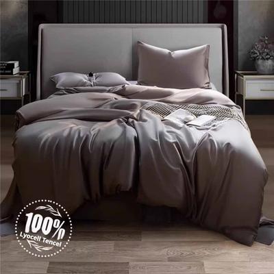 Luxury Lyocell Tencel 4-Piece Bed Sheet Set Soft Fitted Sheet& Duvet Cover & Pillowcases Breathable Bedding for Hotel-Like Comfort