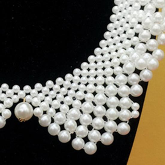 Faux Pearl Fake Collar Women Beaded False Collar Choker Detachable Retro Fake Collar for Sweaters Dresses Dating Wedding