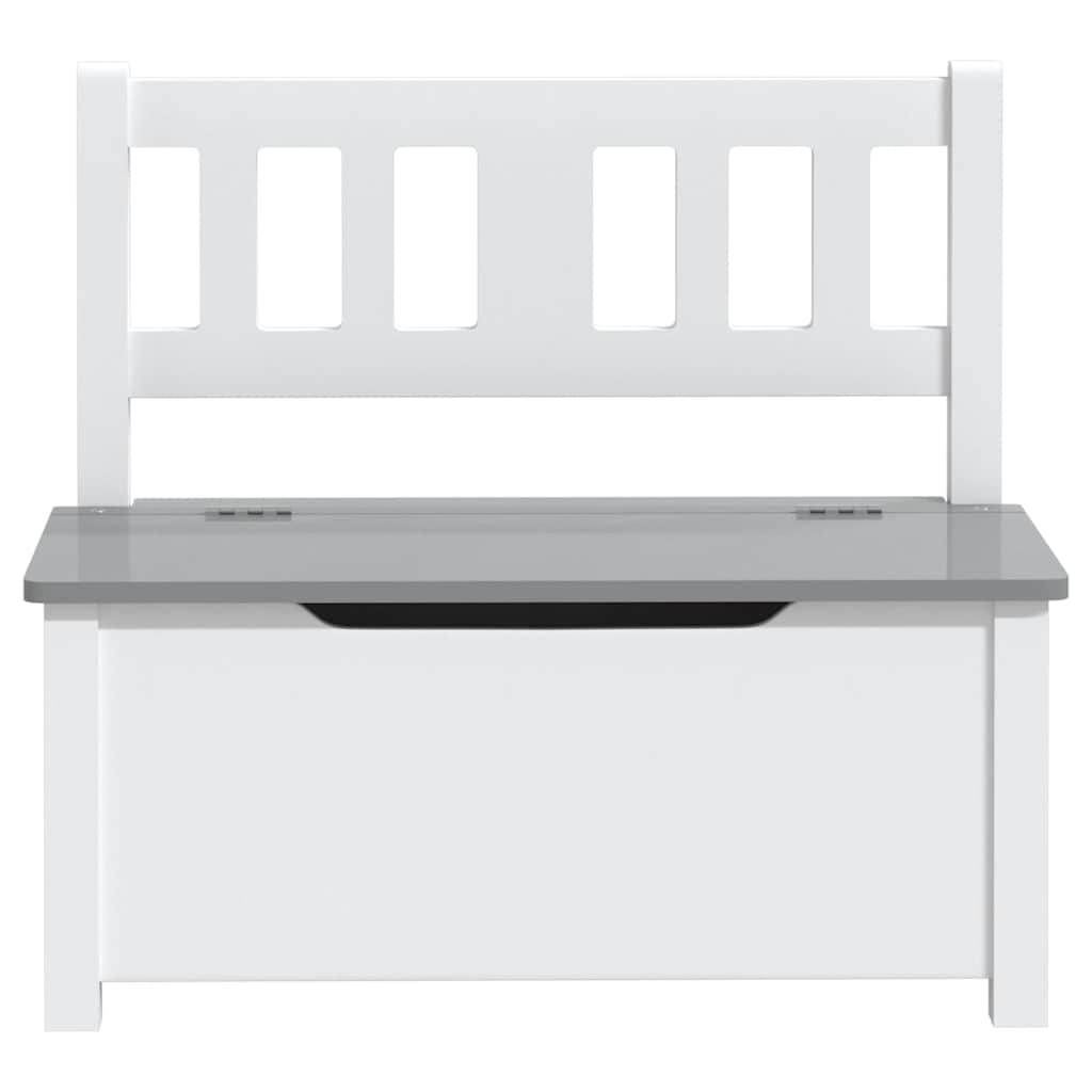 Kids Bench with Storage Space White and Grey 60 x 30 x 55 cm MDF
