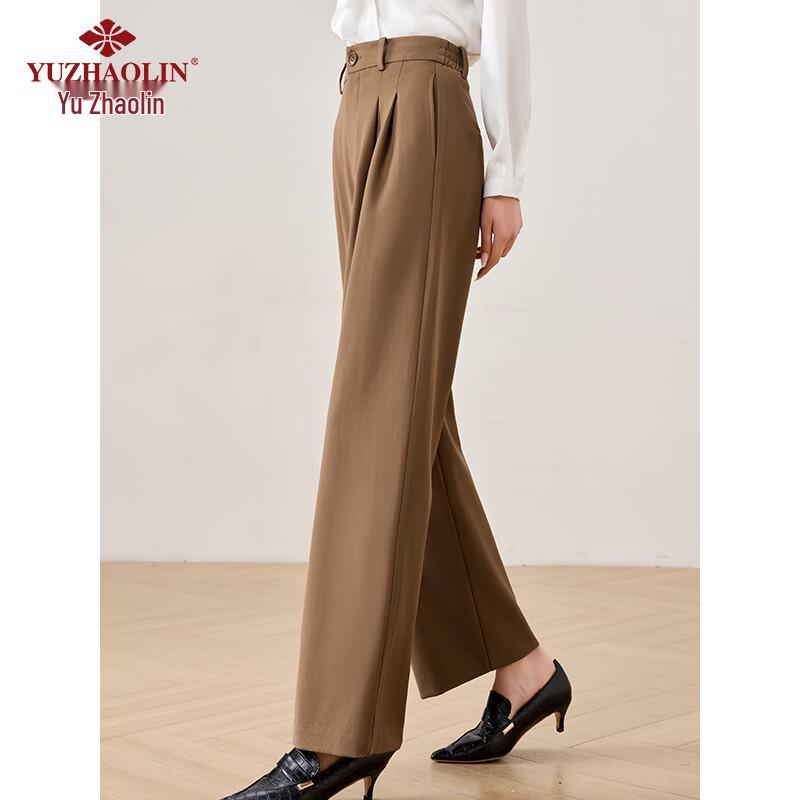 Yu Zhaolin Damen High-Waist Gerade Bein Fließende Hose - Karamell