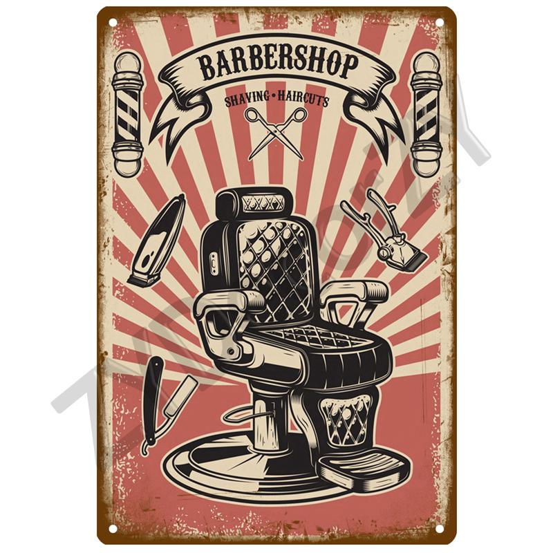 Barber Shop Plåtskylt Affisch Vintage Väggaffischer Metallskylt Dekorativ Väggtallrik Köksplakett Metall Vintage Inredning Tillbehör
