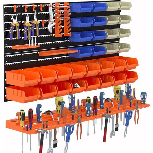 KOOPRO Tool Case, Toolbox, Small Tool Storage Set, Parts Storage, Tool Holder, Hooks, Wall-Mounted Board, Garage, Factory Workshop, Home Workshop, DIY