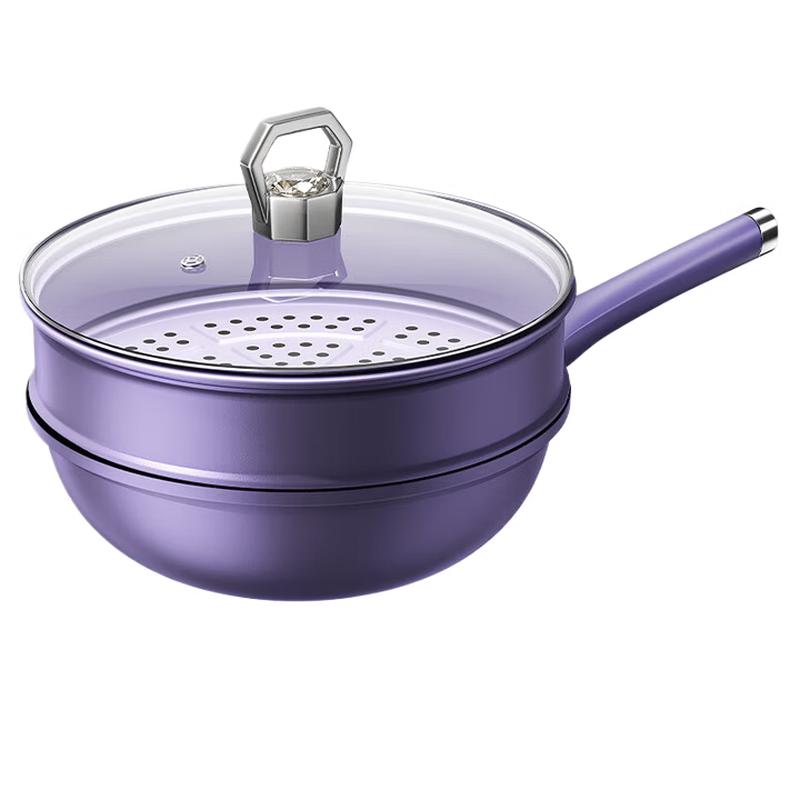 Антипригарный вок с крышкой и пароваркой из маifan камня