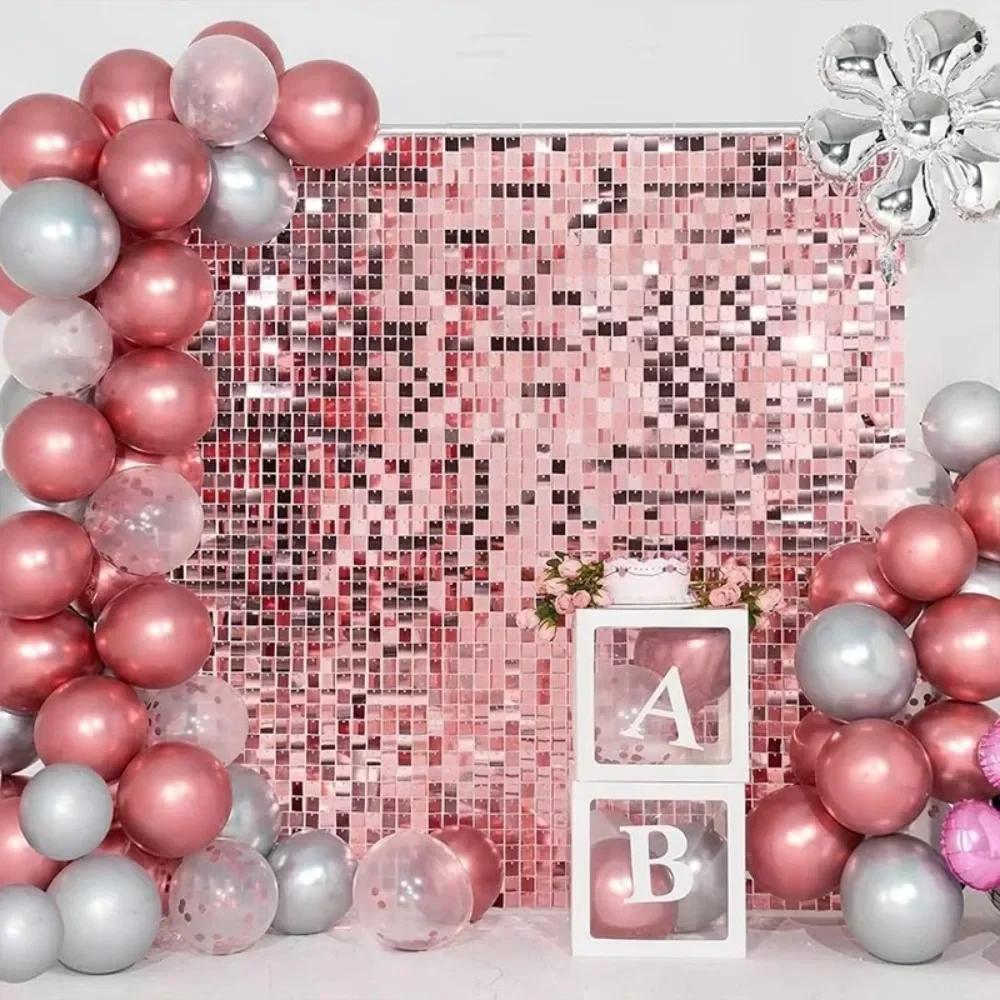1x2M Sequin Backdrop Decor Curtain 2m Foil Tinsel Curtain Baby Shower Birthday Party Decor Shimmer Wall Wedding Party Backdrops