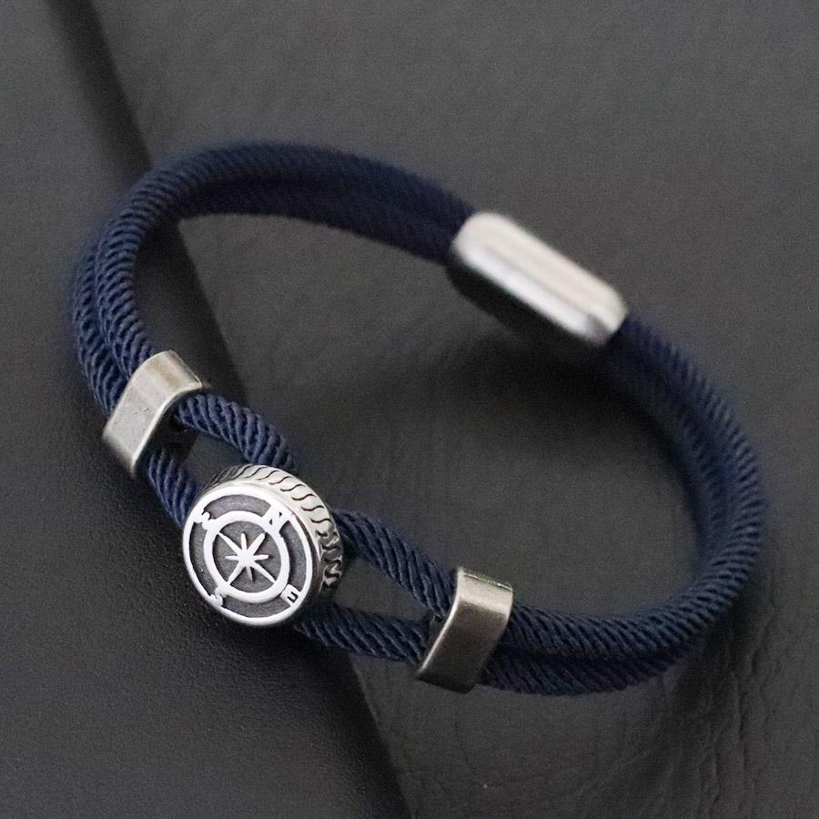 

Pirate Style Nautical Compass Bracelet With Strong Magnetic Buckle Vintage Viking Bilayer Milan Rope Wrap Braslet Gift For Him тёмно-синий
