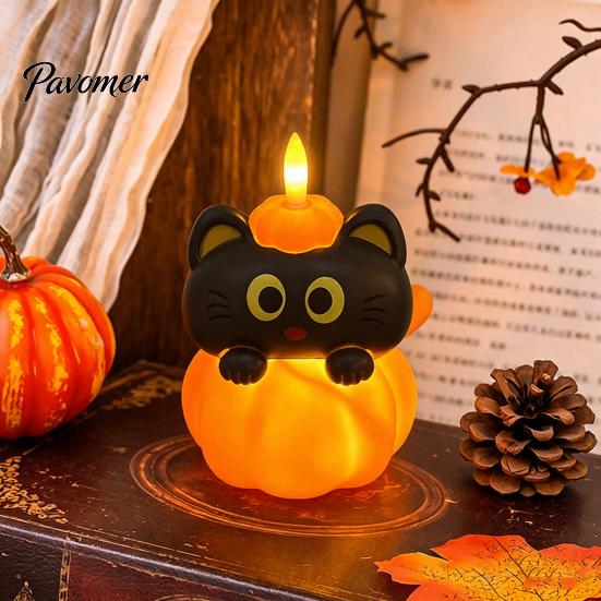 Cute Halloween Room Decor Ghost/Pumpkin LED Night Light for Desktop Decoration, Battery Party Operated Nursery with Warm Glow Home Small Gift Kids
