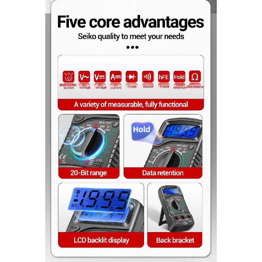 ANENG XL830L Digital Multimeter High-precision Voltage Current Meter Intelligent Portable Small Multimeter Transistor Data Hold