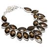 Lab Created Smoky Quartz Necklace 18" Adjustable Chain Marquise Cut Jewelry Gift