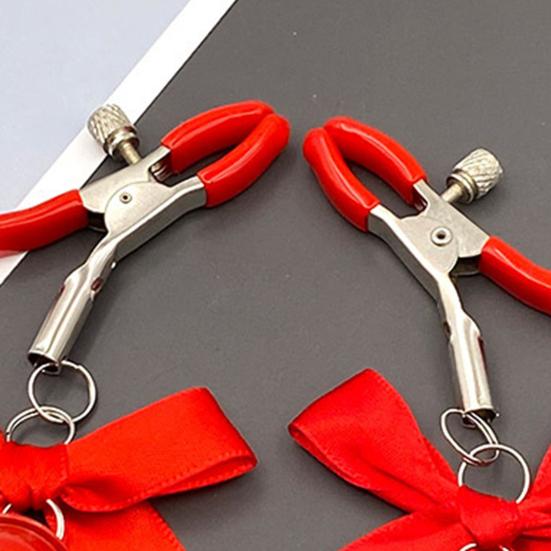 1Pair Breast Clamp Stylish Enjoyment Metal Nipple Screw Clip with Bell for Adult Men and Women