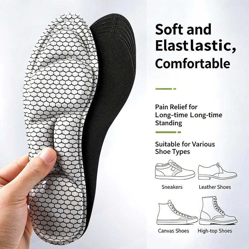 

4D High-Elasticity Insoles Thickened Sports Insole Arch Support Comfortable Shock Absorption Breathable Deodorization Shoes Pads EU35-40-(225-250mm)