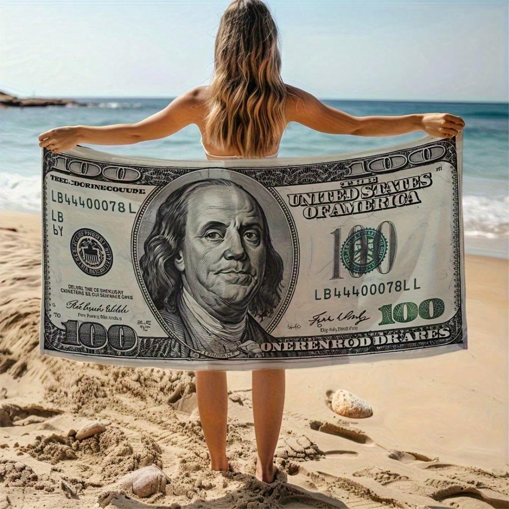 Asciugamano da Spiaggia con Stampa di Banconote Dollaro Divertente Asciugamano da Bagno a Tema Denaro Novità per Adulti Piscina Nuoto Viaggio