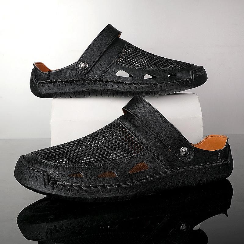Soft Sole Male Simple Slippers Breathable Mens Summer Sneakers Casual Half Shoes Leisure Walk Half Drag Outdoor Non-Slip Sandals