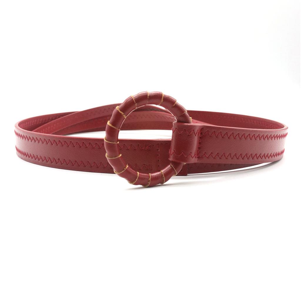Circle Buckle Double Leather Strip Thin Leather Strip Binding Method Belt Rope Jeans Skirt Women's Belt