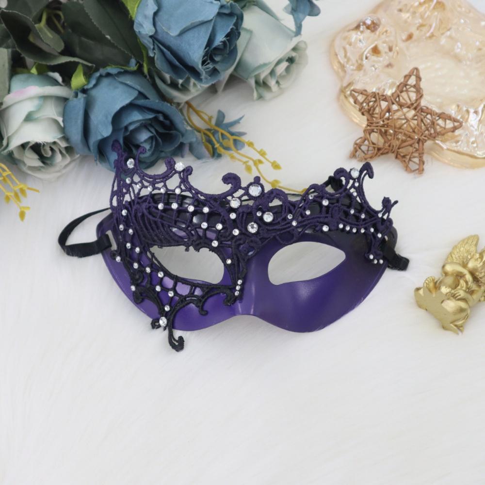 Women Rhinestone Half-Face Mask Metal Hollow Lace Party Mask Masquerade Ball Party Eye Cover Cosplay Prom Costume Props Masks