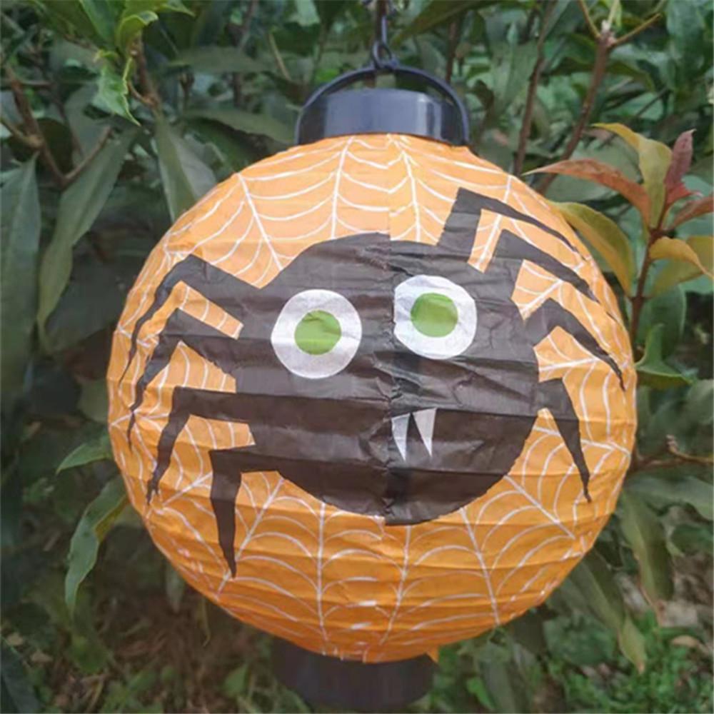6 Pcs Halloween Decorations Paper Lanterns With LED Light  Bats Spiders Skeleton Castle