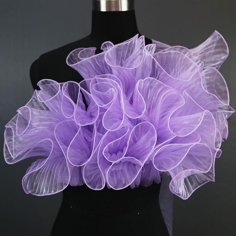 Transparent Pleated Lace Fabric with Large Wave for Wedding Dresses, Evening Gowns, Children's Clothing & DIY Designer Accessories