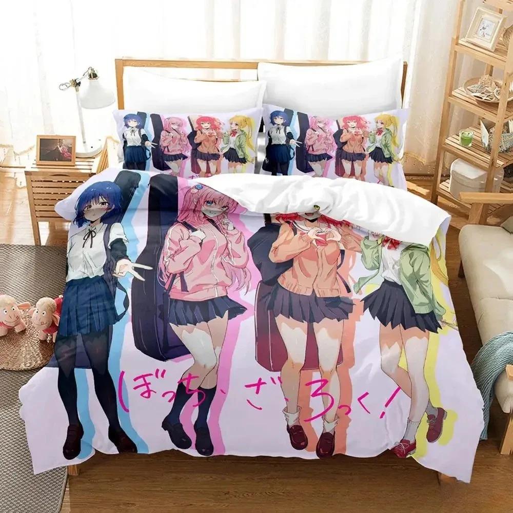 Kawaii Anime BOCCHI THE ROCK Gotou Hitori Bedding Set Single Twin Full Queen King Size Bed Set Adult Kid Bedroom Duvet Cover Set