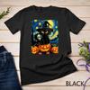 Witch Cat Starry Night Van Gogh Retro Halloween Cat Art Kids Unisex T-shirt