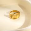 European-American Geometric Gold-Plated Stainless Steel Open Ring for Women