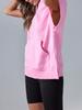 Women's Oversized Half Zip Hoodie Short Sleeve Pullover Sweatshirt Top with Pockets