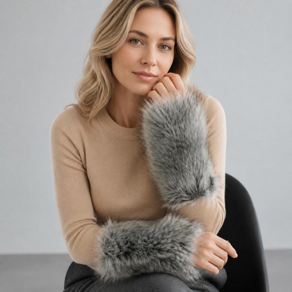 Warm Plush Arm Sleeves Keep Warm Arm Warmers Soft Fingerless Gloves Winter