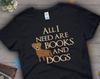 Books and Dogs Shirt,  , Dog Lover Gift, Cute Book Lover T-shirt, Bookish Tshirt, Pet Graphic Tee, Dog Lover Tops, Clothes, Blue
