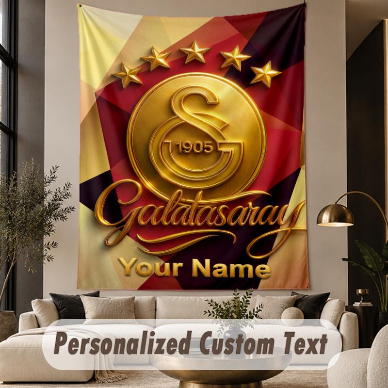 Custom Text Tapestry Galatasaray FC Print Wall Tapestry Indoor Living Room Wall Decor
