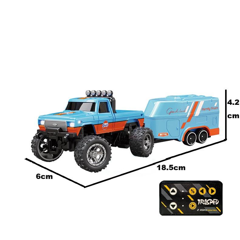 Non-Toxic Mini Rc Car 1/64 Scale Mini Remote Control Monster Truck With Trailer 2.4Ghz & App Remote Control Rechargeable Alloy Shell Mi