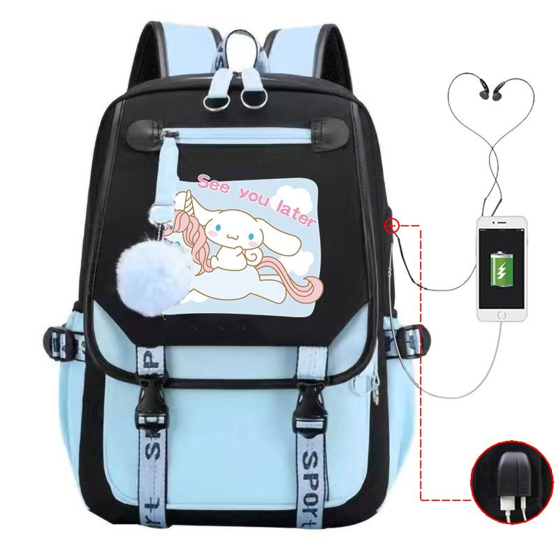 Pies z Dużymi Uszami Plecak Szkolny Męski i Damski Plecak dla Ucznia Szkoły Średniej Gimnazjum Styl College'owy Pasek do Plecaka Plecak Wielofunkcyjny USB